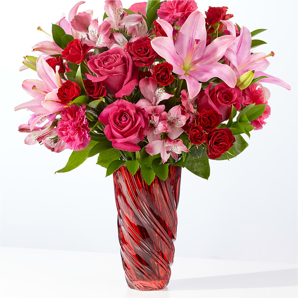 In Love Bouquet with Luxe Swirl Vase – Midnight Flowers And Events Llc, Lillington NC