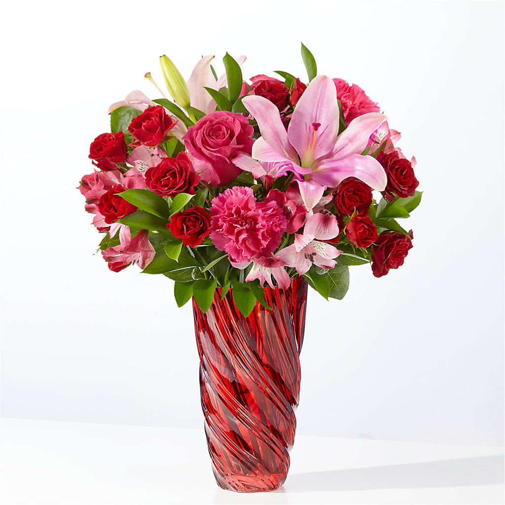 In Love Bouquet with Luxe Swirl Vase – Midnight Flowers And Events Llc, Lillington NC
