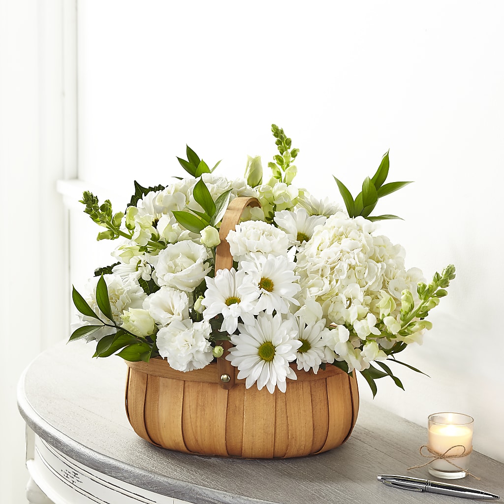 Pure Ivory Basket – Midnight Flowers And Events Llc, Lillington NC