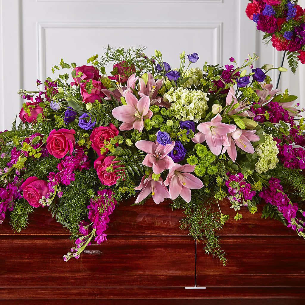 Radiant Tribute Casket Spray – Midnight Flowers And Events Llc, Lillington NC