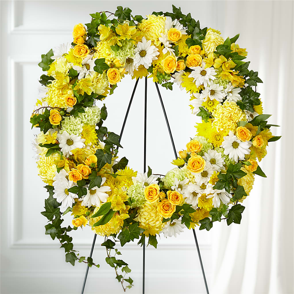 Golden Remembrance Wreath – Midnight Flowers And Events Llc, Lillington NC