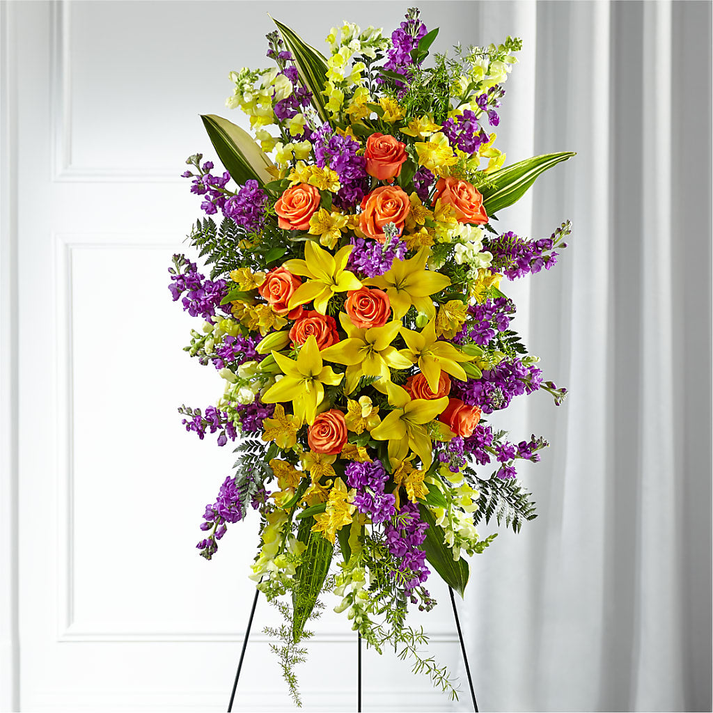 Thoughtful Prayers Standing Spray – Midnight Flowers And Events Llc, Lillington NC