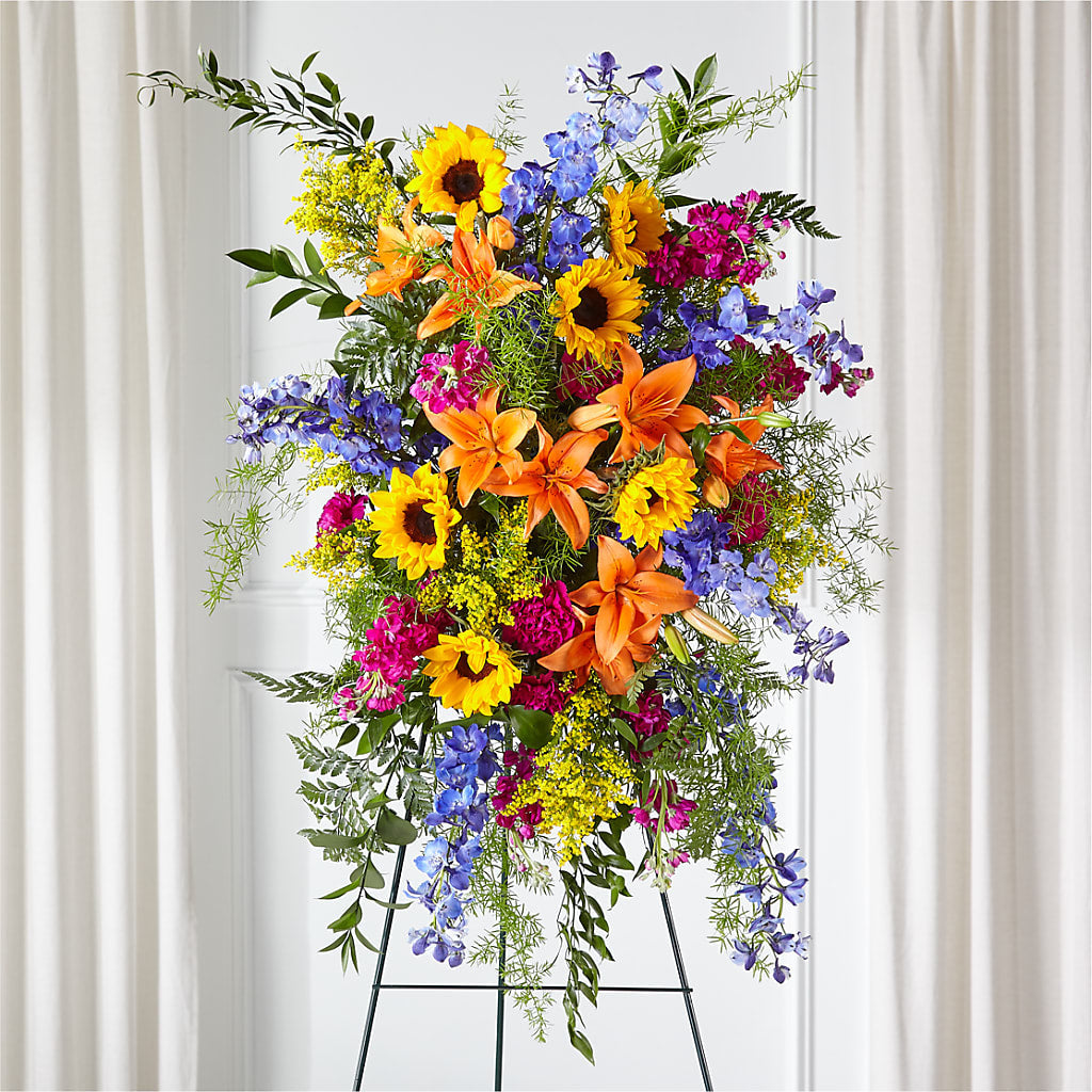 Sunlit Memories Standing Spray (Standard) – Midnight Flowers And Events Llc, Lillington NC