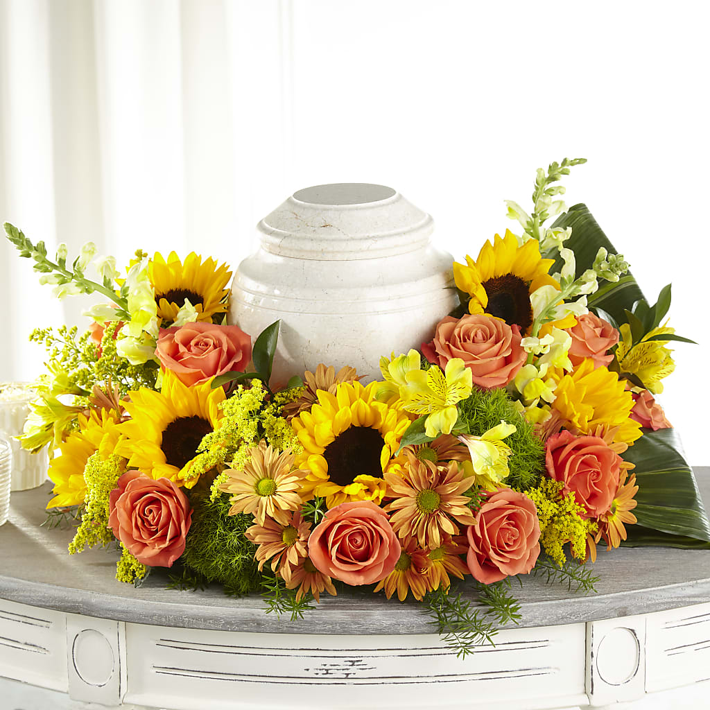 Faithful Sunflower Cremation Adornment – Midnight Flowers And Events Llc, Lillington NC