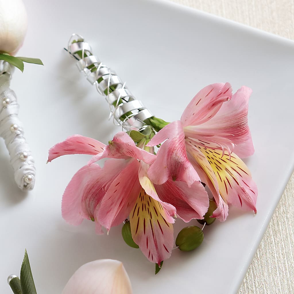 Pink Peruvian Lily Boutonniere – Midnight Flowers And Events Llc, Lillington NC