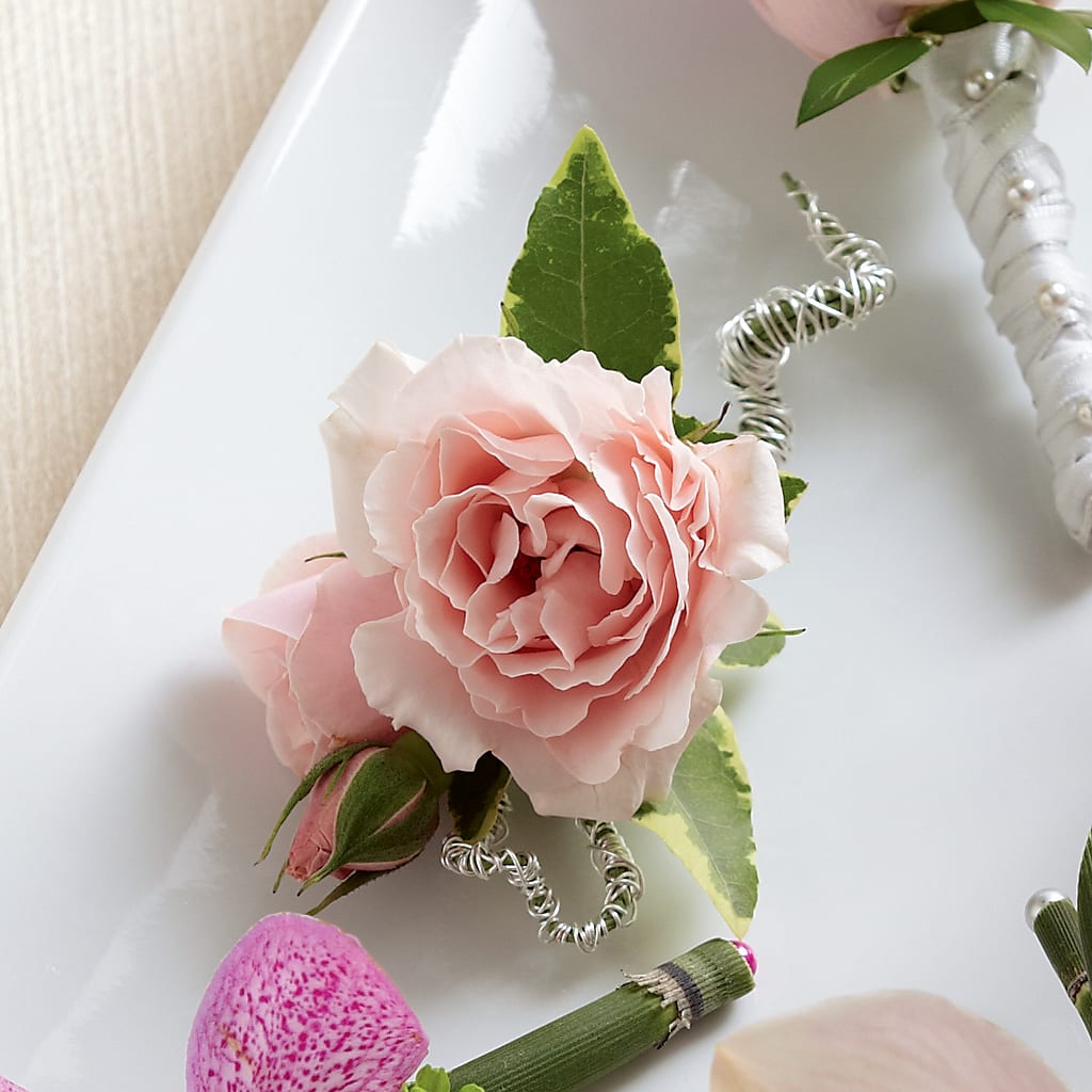 Pink Spray Rose Boutonniere – Midnight Flowers And Events Llc, Lillington NC