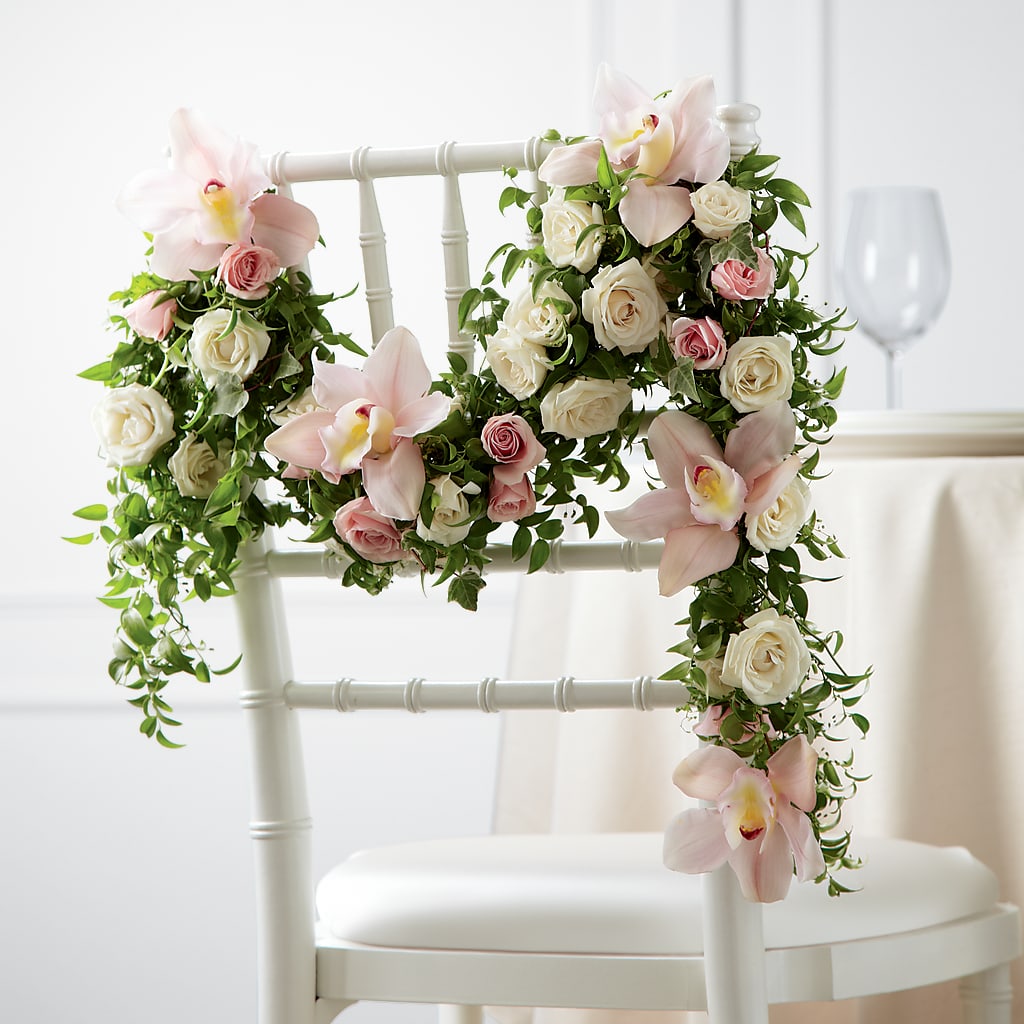 Orchid Rose Chair Décor – Midnight Flowers And Events Llc, Lillington NC