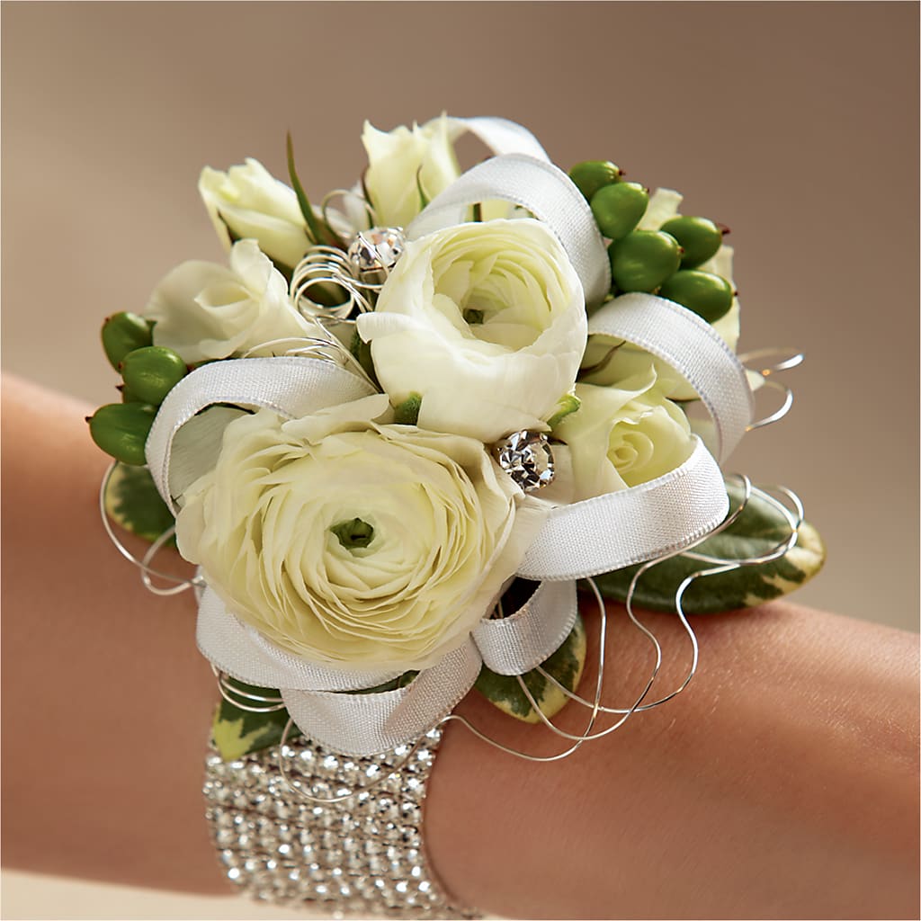 White Wedding Corsage – Midnight Flowers And Events Llc, Lillington NC