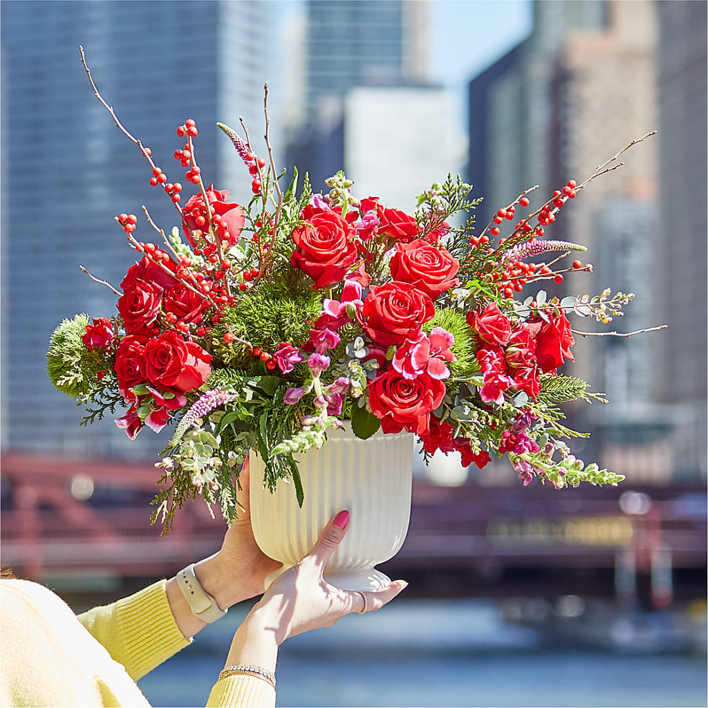 Big Red Bow Bouquet –  Midnight Flowers And Events Llc, Lillington NC