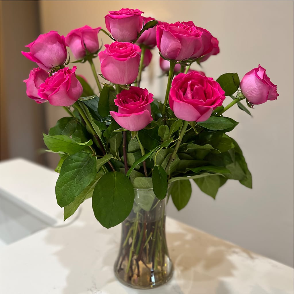 Long Stem Pink Rose Bouquet –  Midnight Flowers And Events Llc, Lillington NC