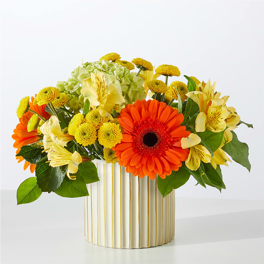 Autumn Sunshine Bouquet with Ivory Vase –  Midnight Flowers And Events Llc, Lillington NC