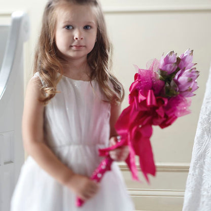 Sparkle Pink Flower Girl Bouquet –  Midnight Flowers And Events Llc, Lillington NC