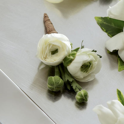White Ranunculus Boutonniere –  Midnight Flowers And Events Llc, Lillington NC