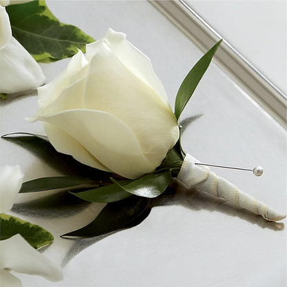 White Rose Boutonniere –  Midnight Flowers And Events Llc, Lillington NC